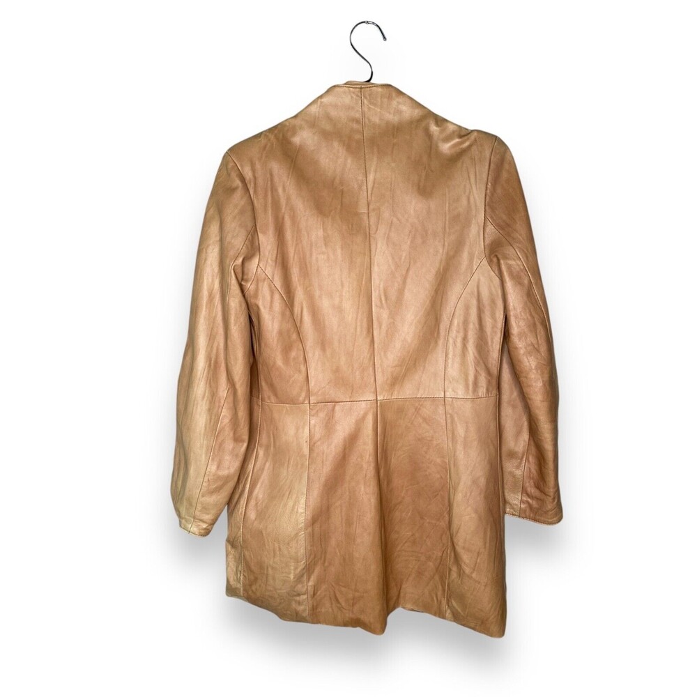 Vera Pelle Full Front zip jacket made in italy light brown Size 46 - Picture 3 of 10